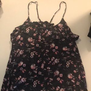 Gray flowered tank top
